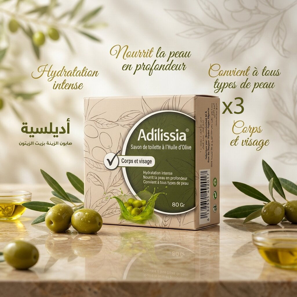 Adilissia Savon Corps et Visage à l’Huile d’Olive (pack X3)